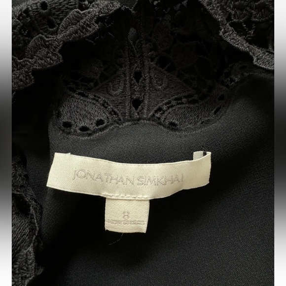 Jonathan Simkhai Women’s Sz 8 Black Lace Shift Long Sleeve Mini Dress - Picture 8 of 9